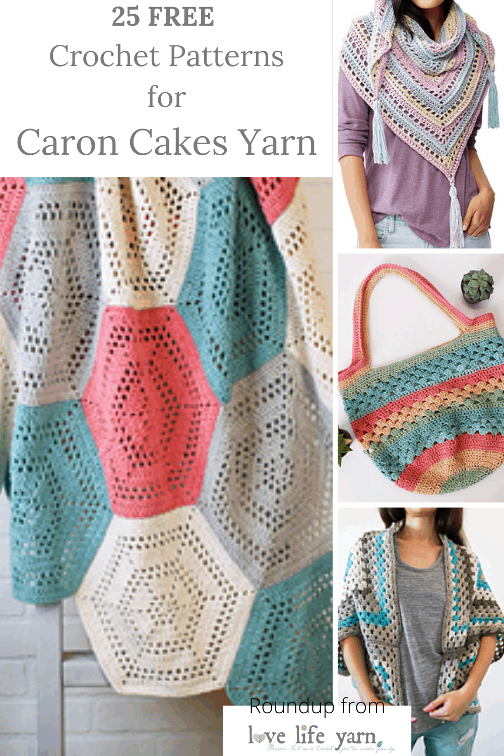 25 Marvelously Modern Crochet Patterns made with Caron Cakes Yarn